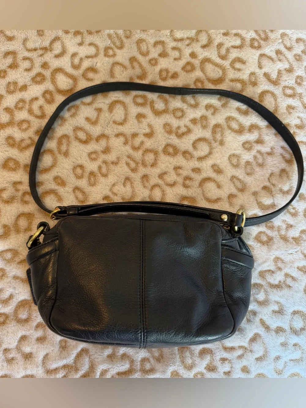 Coach Black Leather Crossbody with Gold Buckle Accent - Picture 12 of 12